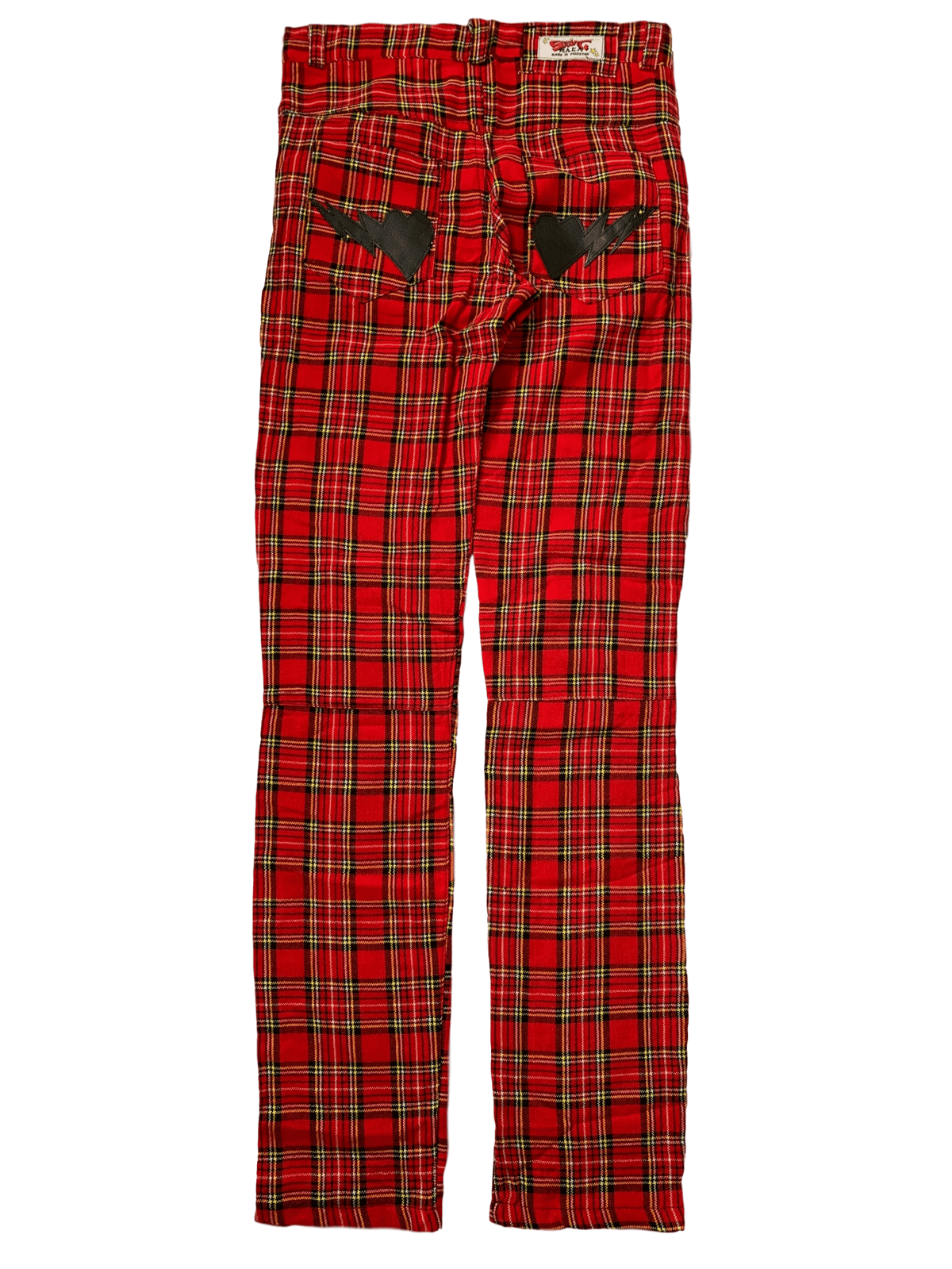 orange and black plaid pants