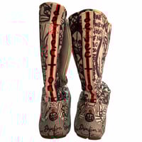 Image 6 of 1 of 1 9w/7m hand drawn Crocs fleece lined rainboots