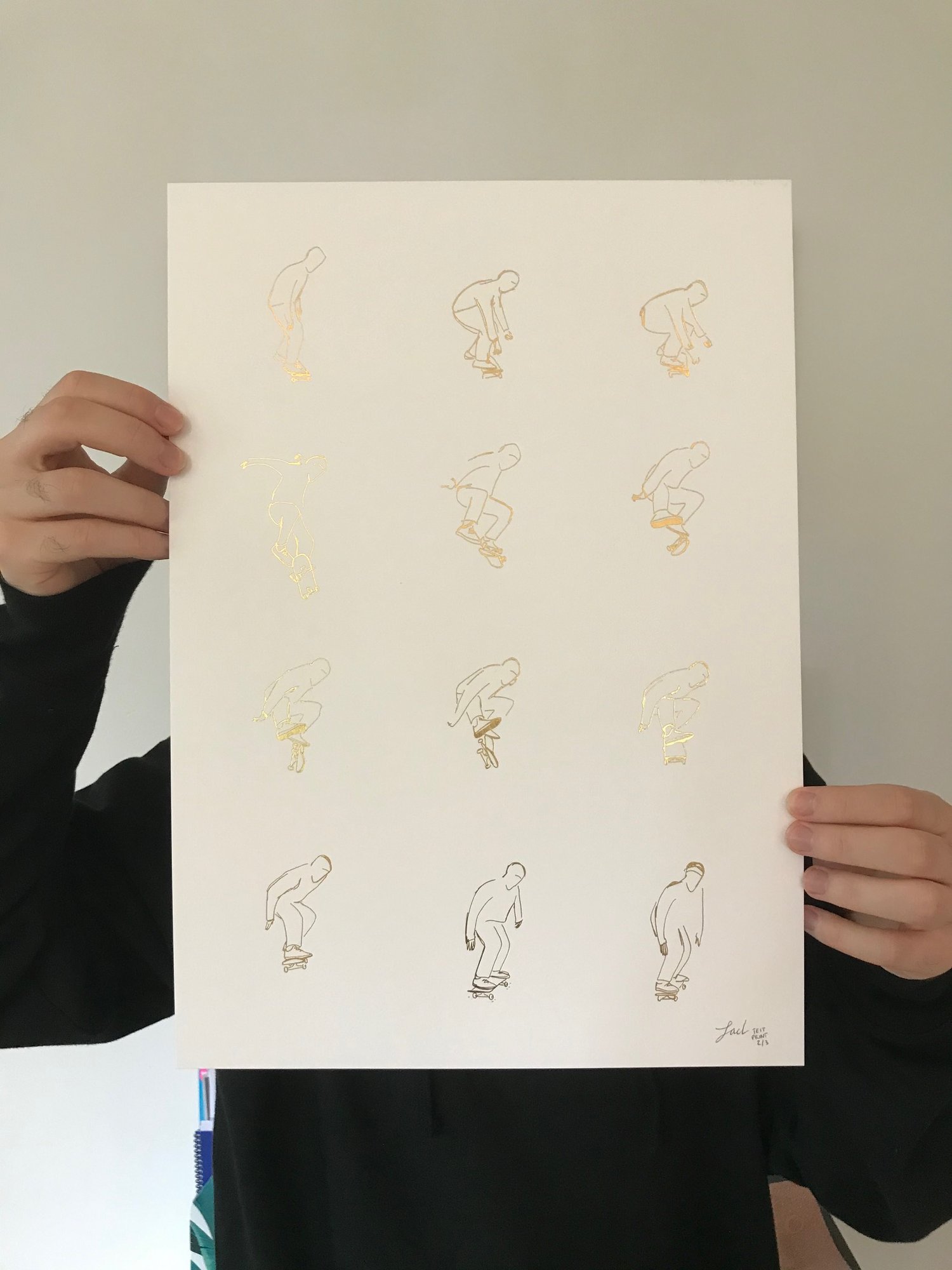 Image of Trent kickflip - A3 Gold foil print (charity fundraiser for Exeter Cavern!)