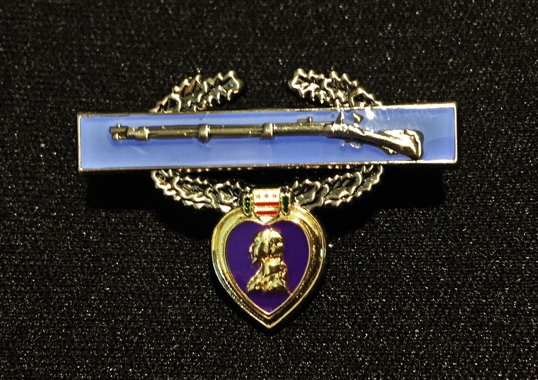 Image of Purple Heart Combat Infantryman's Badge Pin