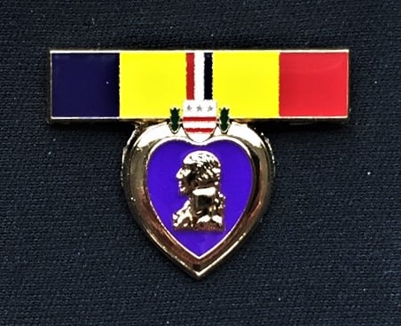 Image of Purple Heart US Marine, Navy,  Coast Guard Combat Action Ribbon Pin