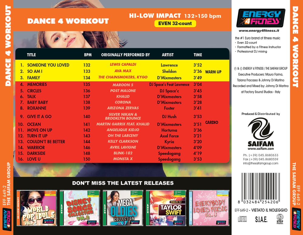 EFF649-2 // DANCE 4 WORKOUT (MIXED CD COMPILATION 132-150 BPM)