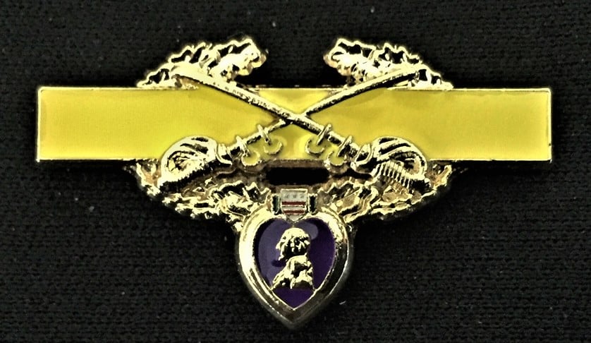 Image of Purple Heart US Cavalry Combat Badge Pin