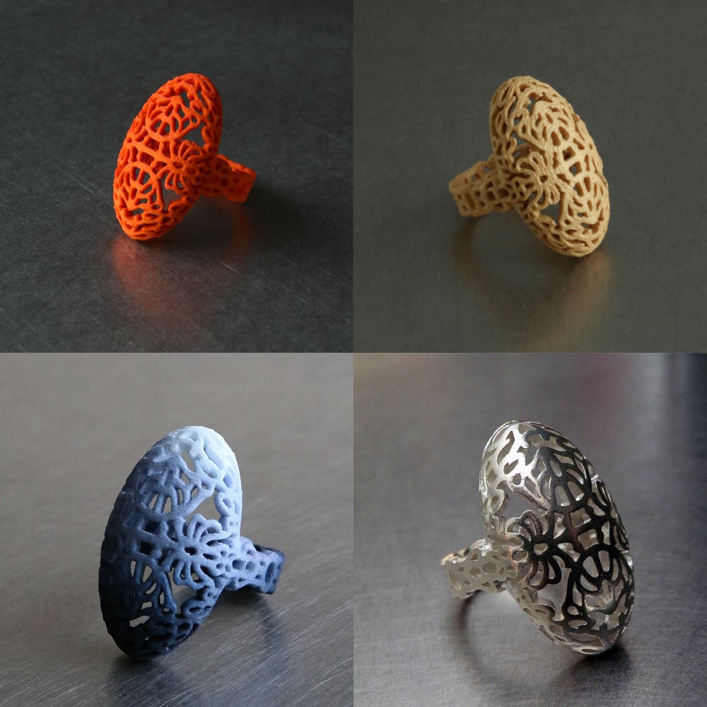 Image of 3D printed ring OVAL 2.floral 