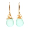Aqua frosted glass earrings with seed pearls  14kt yellow or rose gold-filled