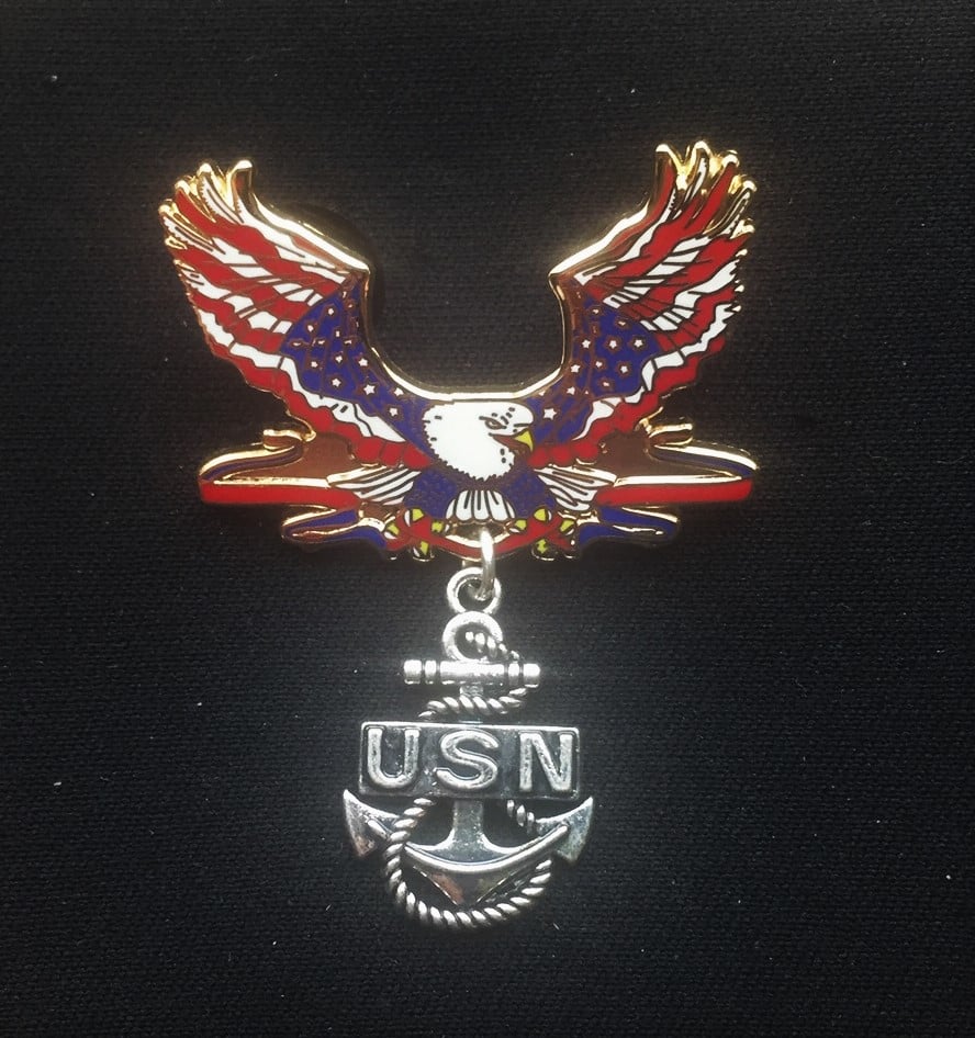 Image of US Navy Veteran Patriotic Eagle Pin