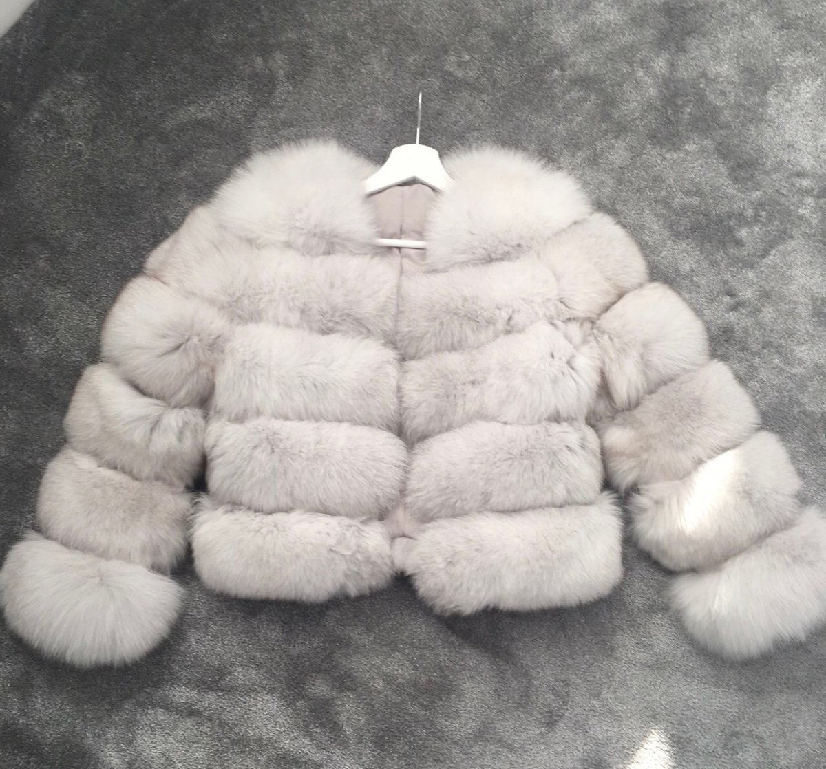 White Grey Fur Coat 