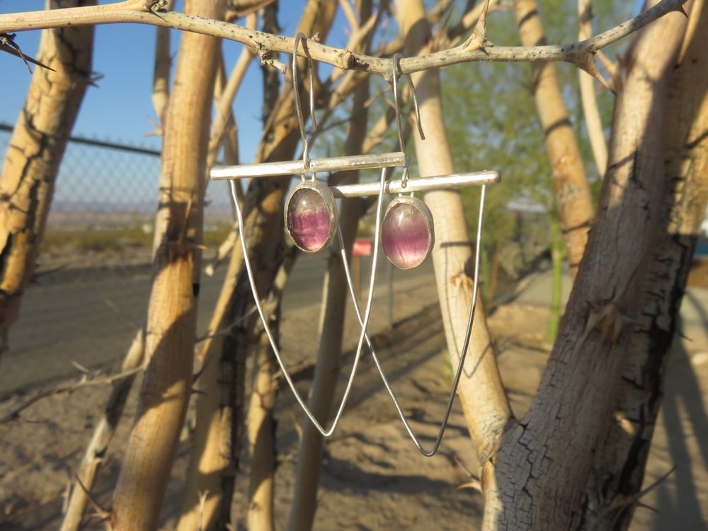 Image of Rainbow Fluorite Triangle Earrings