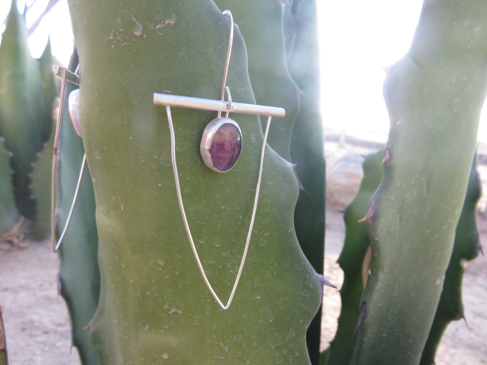 Image of Rainbow Fluorite Triangle Earrings