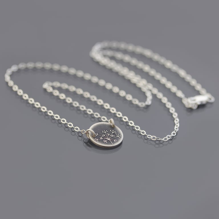 Tiny Sterling Silver Queen Anne's Lace Necklace Image 4