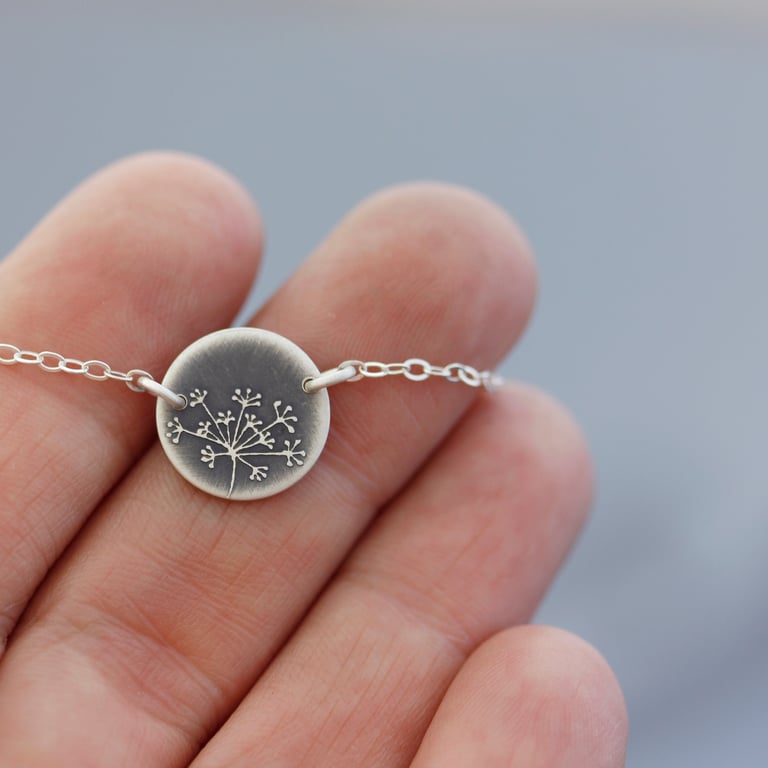 Tiny Sterling Silver Queen Anne's Lace Necklace Image 2