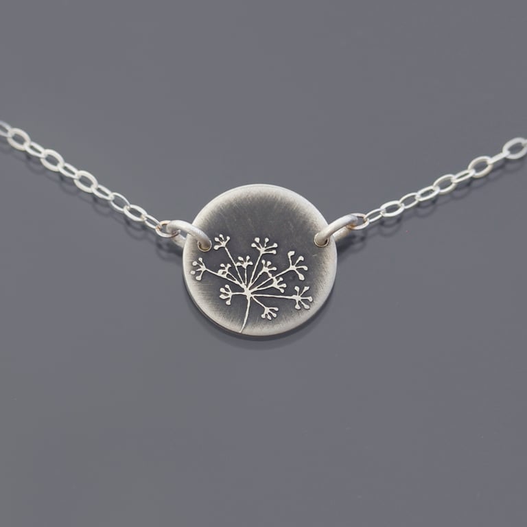 Tiny Sterling Silver Queen Anne's Lace Necklace Image 3
