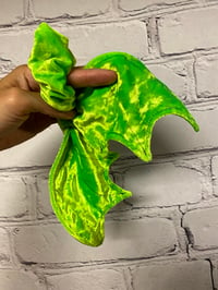 Image 1 of Neon Slime Green Velvet Bat Wing Scrunchie 