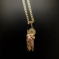 14K Gold Plated Tri Color St Judas W.Stones