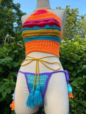 Image of Wavy Crochet Rainbow Top