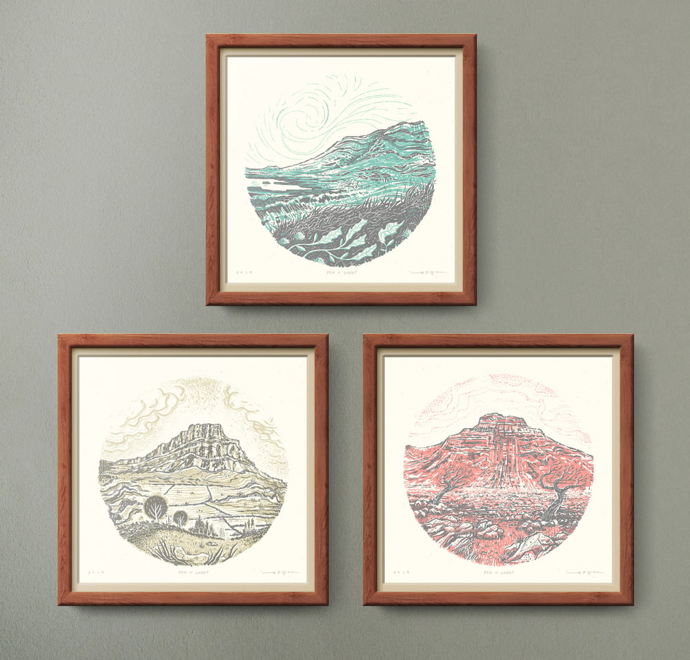 Image of Yorkshire Three Peaks SET of 3 - Silkscreen Landscape Prints