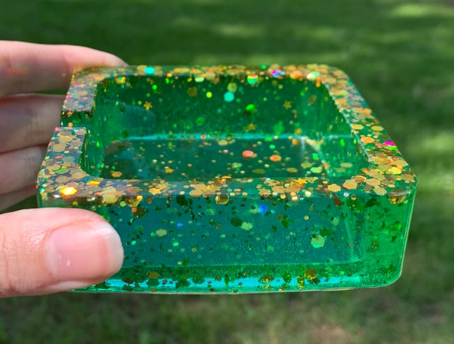 Green and Gold Ash Tray 