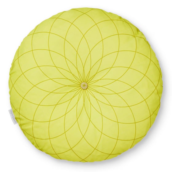 Image of 'Dahlia' round cushion light yellow