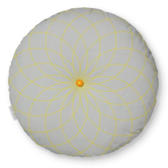 Image of 'Dahlia' round cushion grey