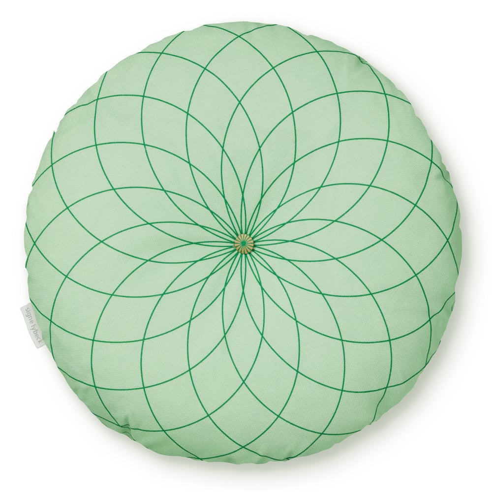 Image of 'Dahlia' round cushion green