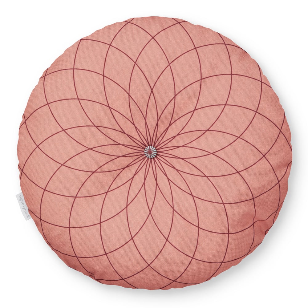 Image of 'Dahlia' round cushion coral red