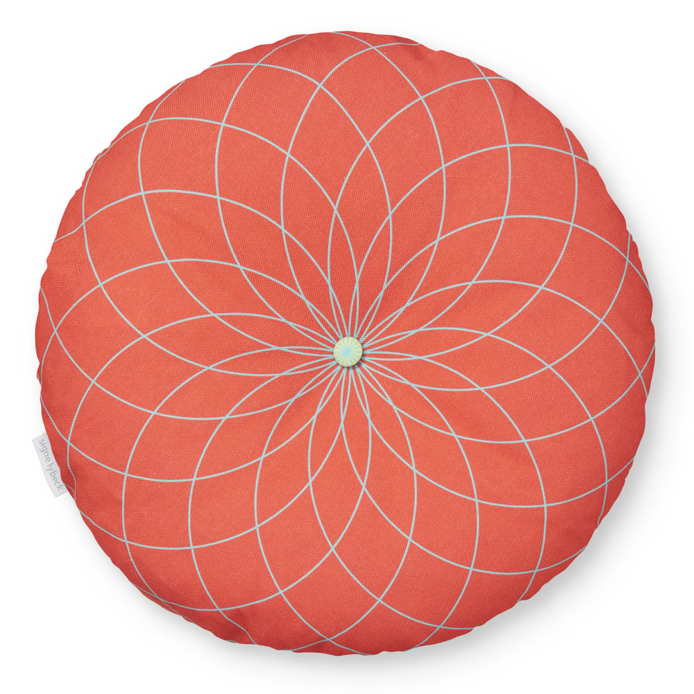 Image of 'Dahlia' round cushion, red orange