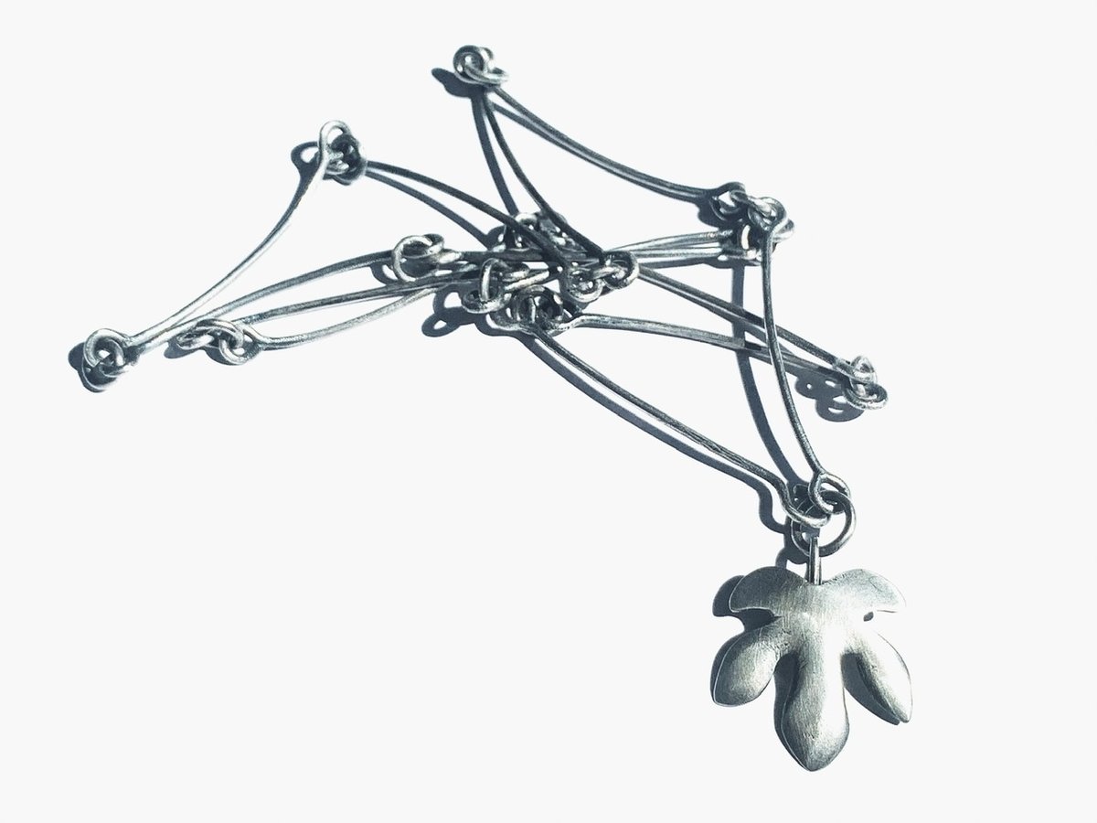 Image of Fig Leaf Silver Necklace 
