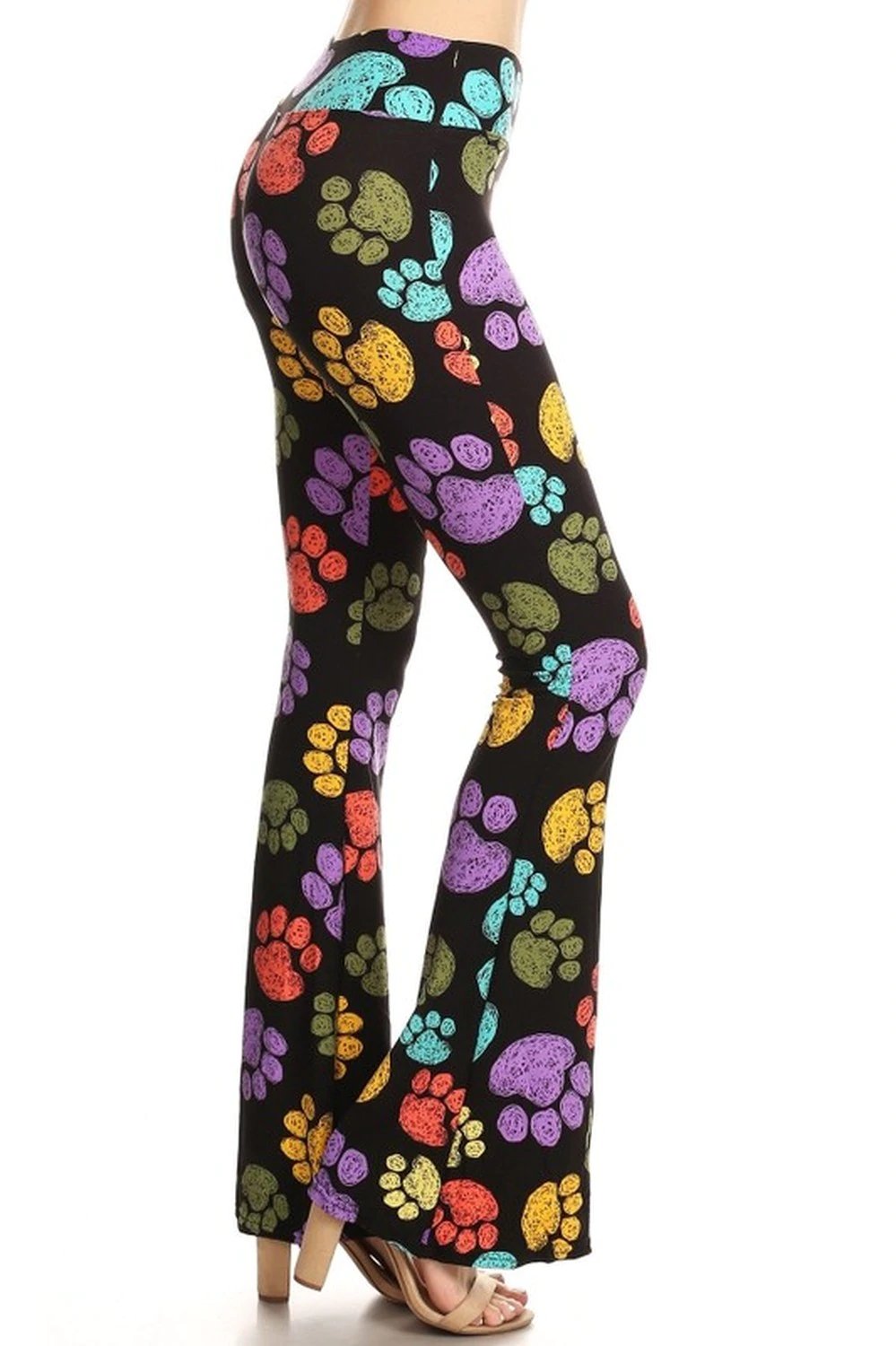 Image of Leggings: Paw Print Bell Bottom