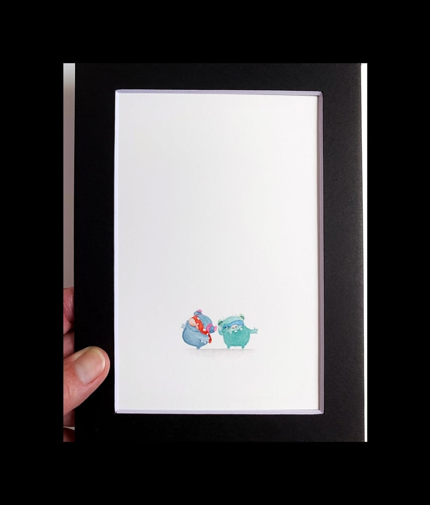Image of Keeping an Eye Out: a tiny monster original watercolor