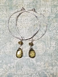 Image 1 of Silver and Topaz Hoops