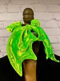 Image 4 of Neon Slime Green Velvet Bat Wing Scrunchie 