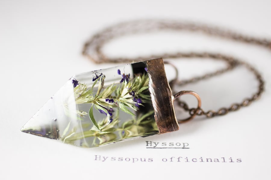 Image of Hyssop (Hyssopus officinalis) - Small Copper Prism Necklace #1