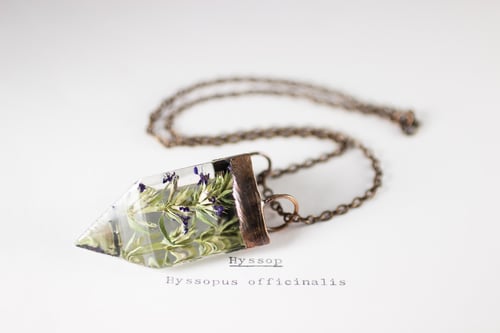 Image of Hyssop (Hyssopus officinalis) - Small Copper Prism Necklace #1