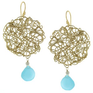Image of Atomic Circle Earring - 14K Gold fill with Chalcedony Drops