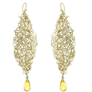 Image of Atomic Leaf Earring - 14K Gold fill with Citring Drop