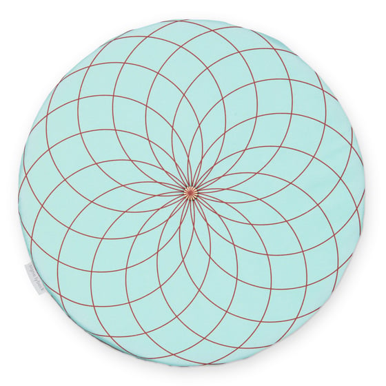Image of 'Dahlia' round chair pad, turquoise