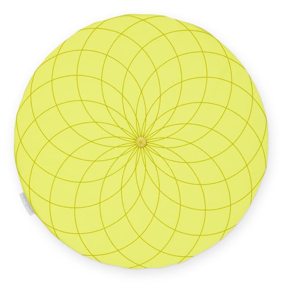 Image of 'Dahlia' round chair pad, yellow