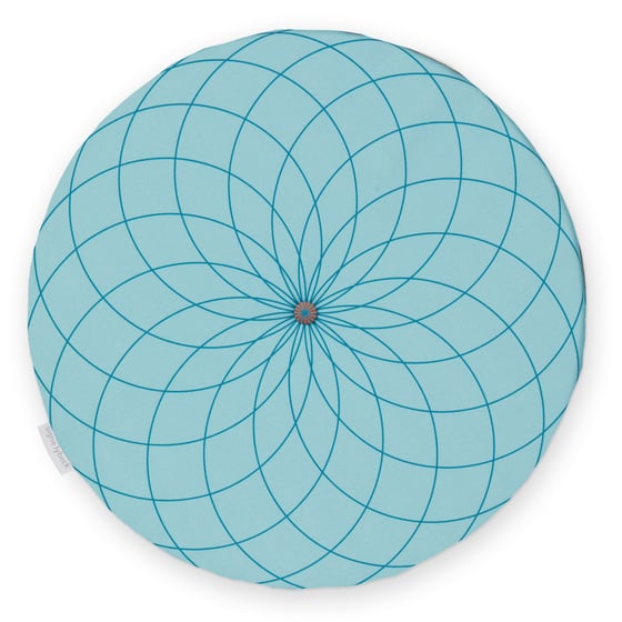 Image of 'Dahlia' round chair pad, blue