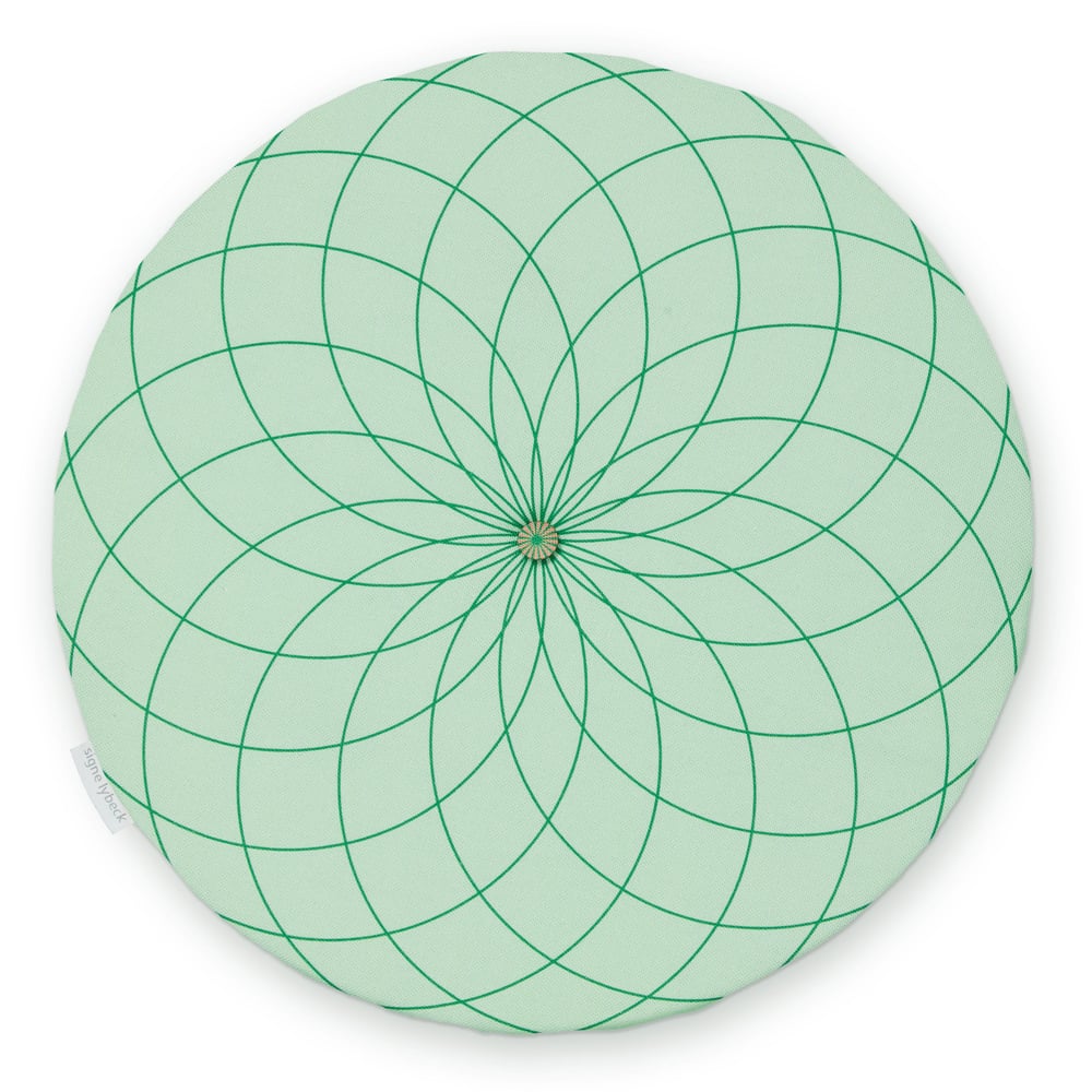 Image of 'Dahlia' round chair pad, green
