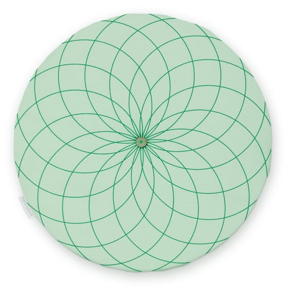 Image of 'Dahlia' round chair pad, green