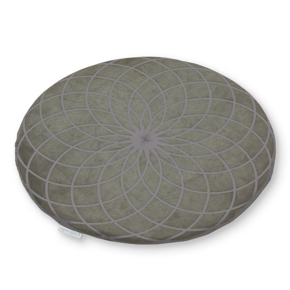 Image of 'Dahlia' round chair pad, dusty pink