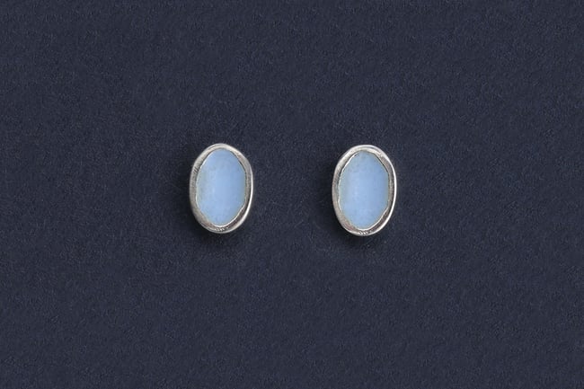 Enamel oval stud earrings