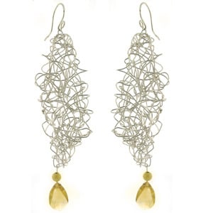 Image of Atomic Leaf Earring - Sterling Silver with Citrine Drop (Med)