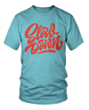 Slowdown Logo Tee in Light Turquoise and Red