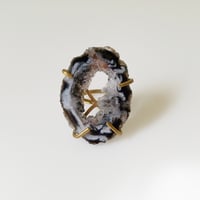 Image 3 of Sliced Agate + Brass Rings