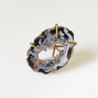 Image 1 of Sliced Agate + Brass Rings