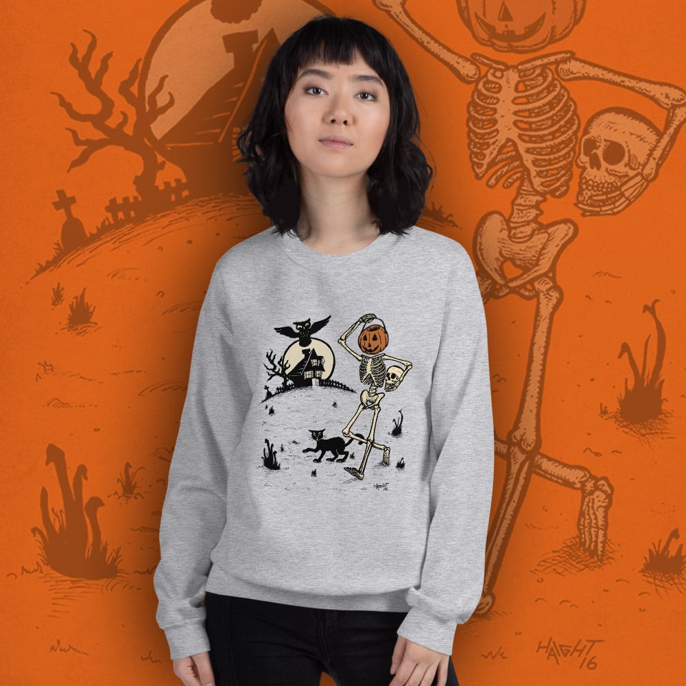 "Pumpkin Pail Head" Unisex Sweatshirt - Heather Grey