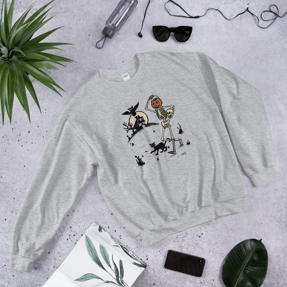 "Pumpkin Pail Head" Unisex Sweatshirt - Heather Grey