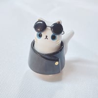 Image 1 of White cat with Gojo outfit ceramic figurine 1