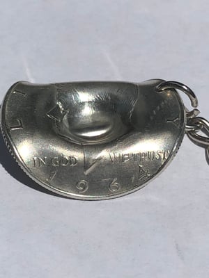 Image of 1964 90% Silver Kennedy Half-Dollar Cowboy Hat Keychain